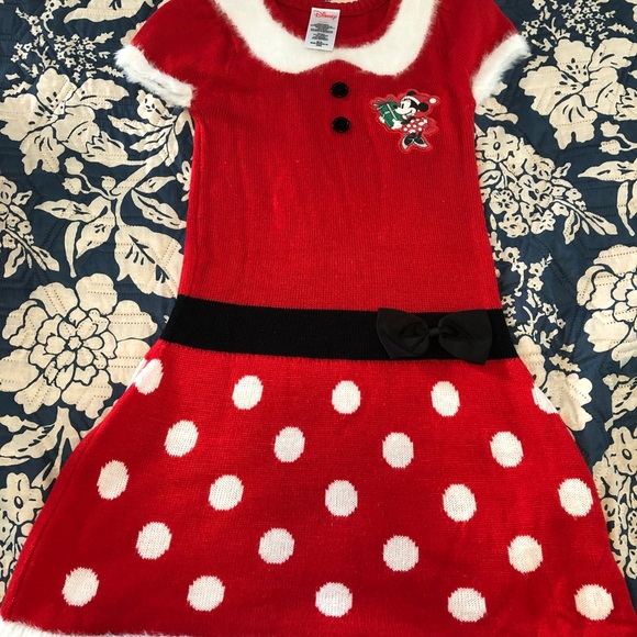 Minnie Mouse Santa Knit Dress, girls, size 7/8 - Picture 2 of 6